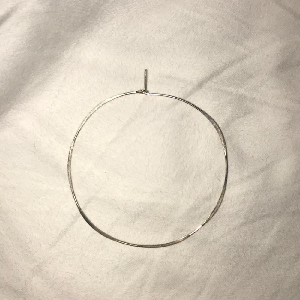 Single hammered silver big hoop